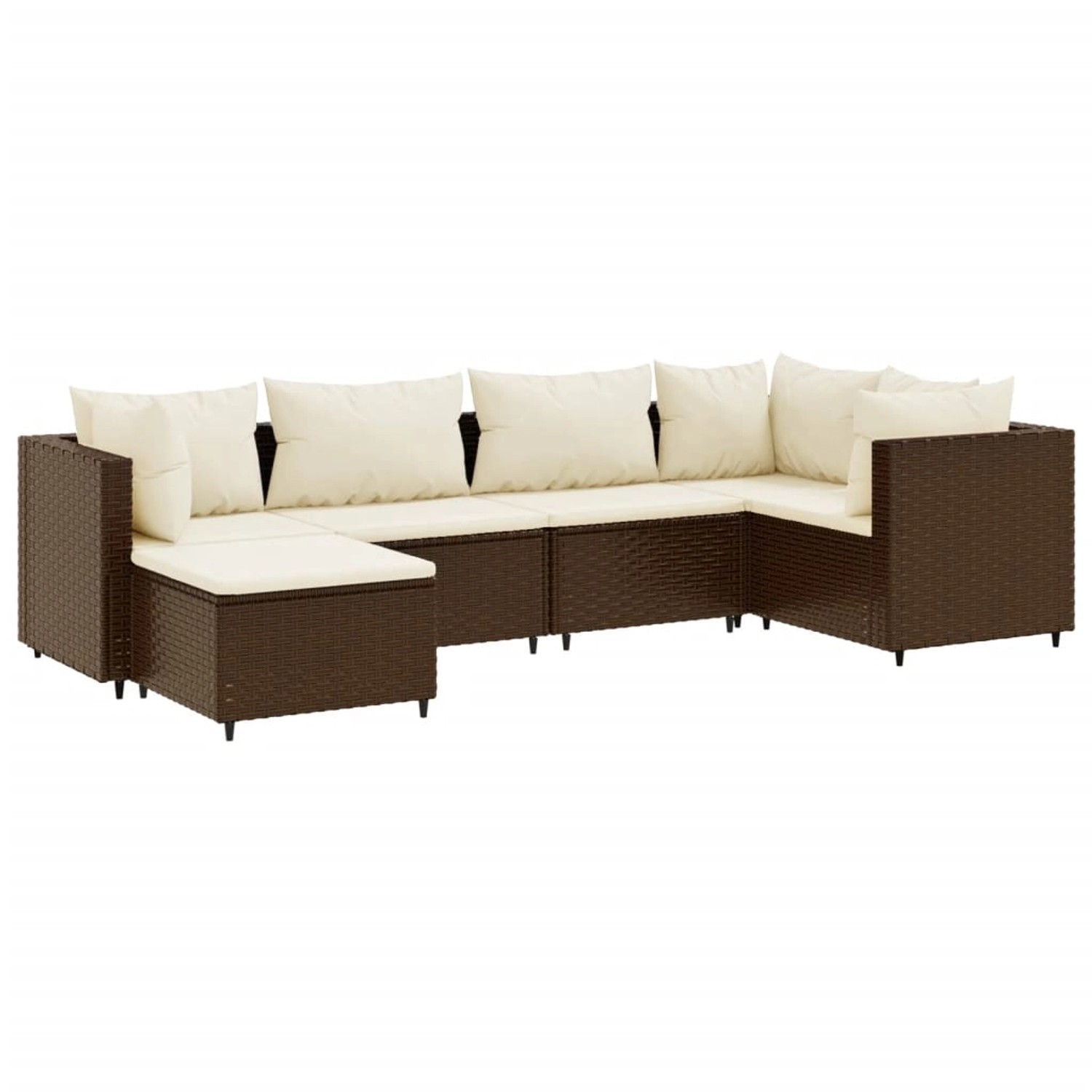 vidaXL 6-tlg Garten-Lounge-Set mit Kissen Braun Poly Rattan Modell 25 günstig online kaufen