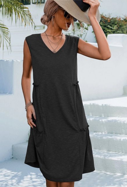 CHENIN Sommerkleid Ärmelloses Tanktop-Kleid mit V-Ausschnitt (Modischer und günstig online kaufen