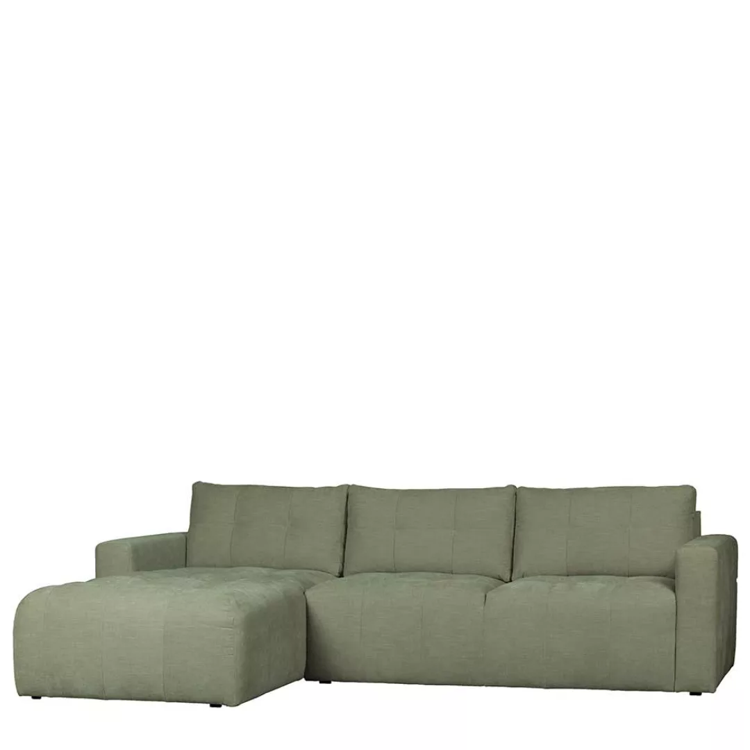 Graugrünes Ecksofa Rücken echt bezogen 280 cm breit - 170 cm tief günstig online kaufen