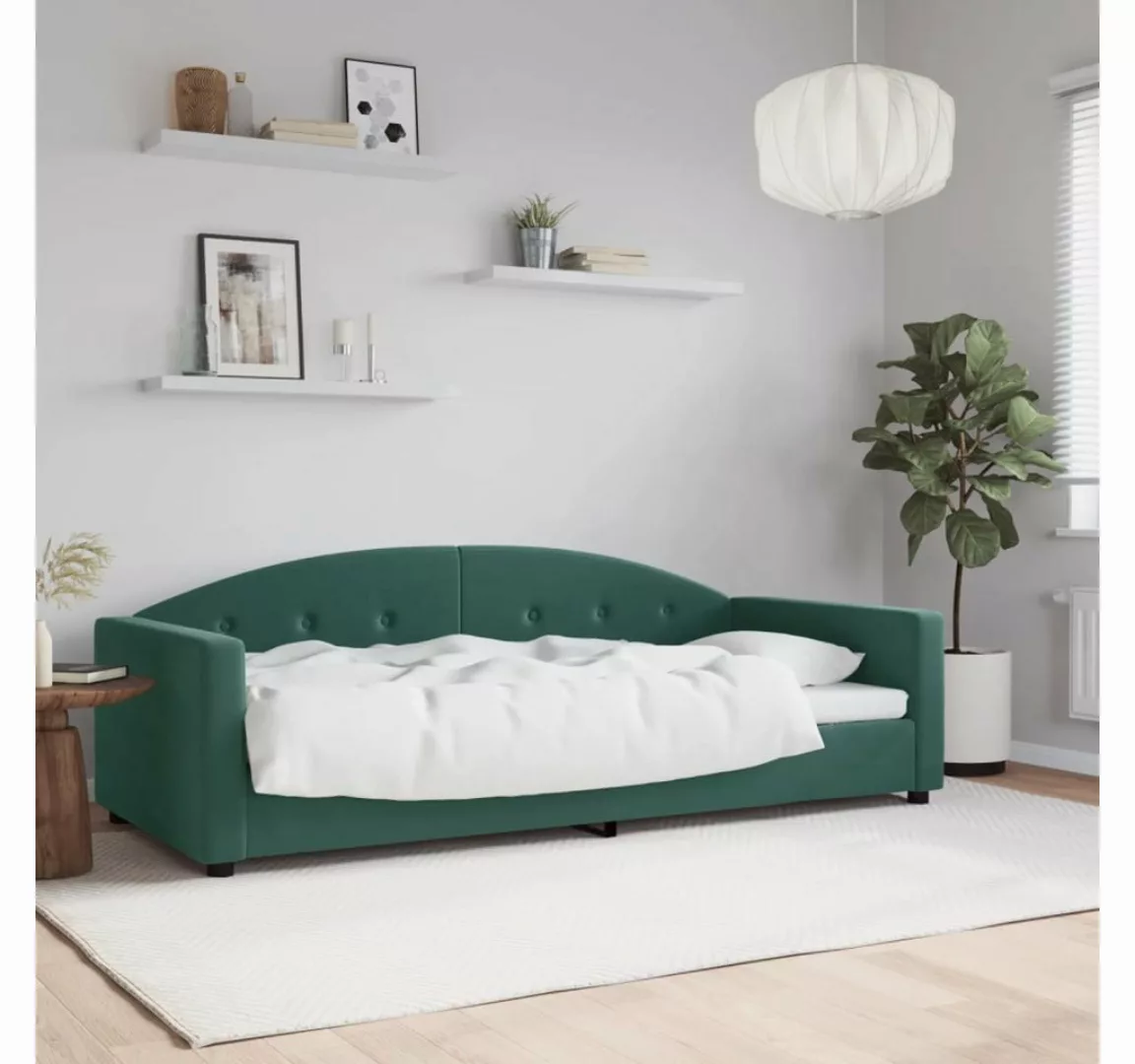 vidaXL Gästebett Tagesbett Dunkelgrün 90x200 cm Samt Gästebett Gästecouch G günstig online kaufen