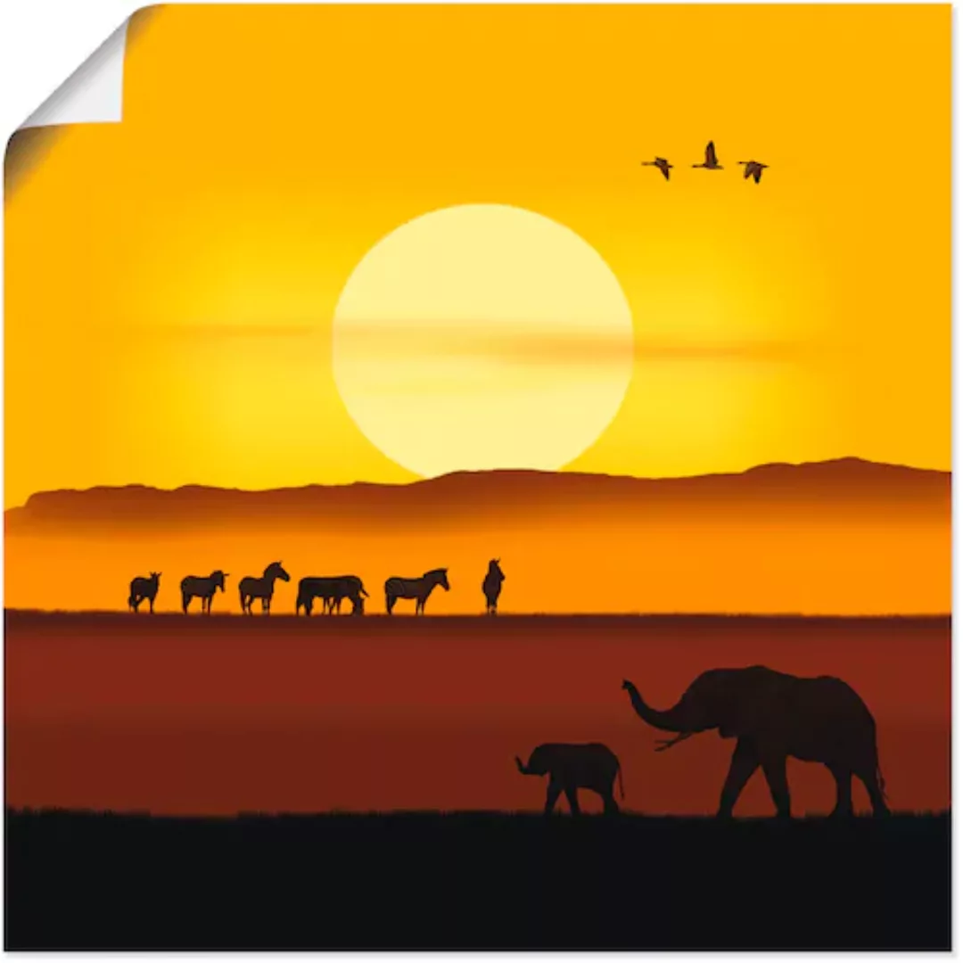 Artland Poster »Ein Morgen in der afrikanischen Savanne«, Wildtiere, (1 St. günstig online kaufen