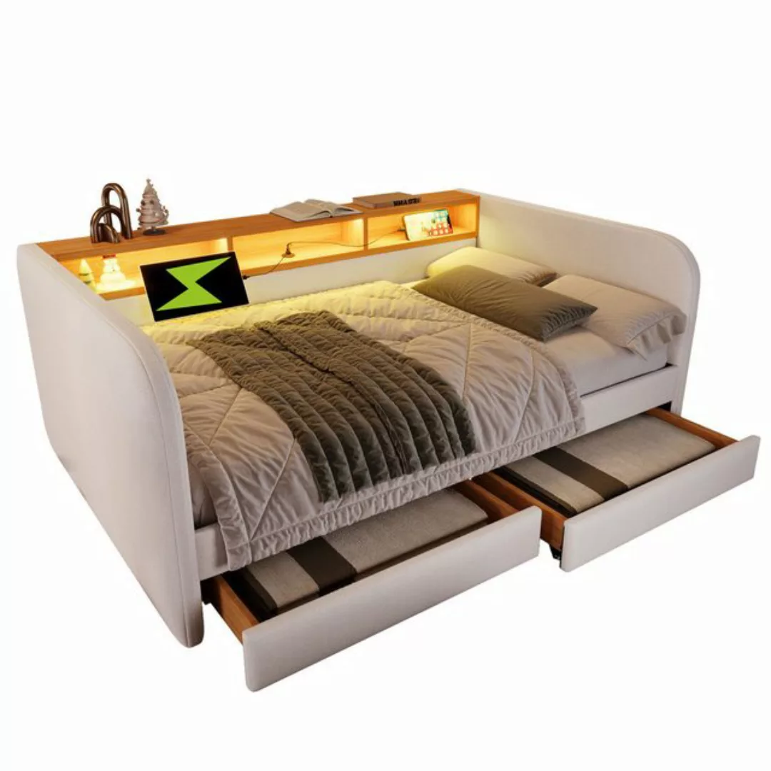 HAUSS SPOLE Daybett 140x190cm mit LED, USB-C Ladefunktion, 2 Schubladen Lei günstig online kaufen