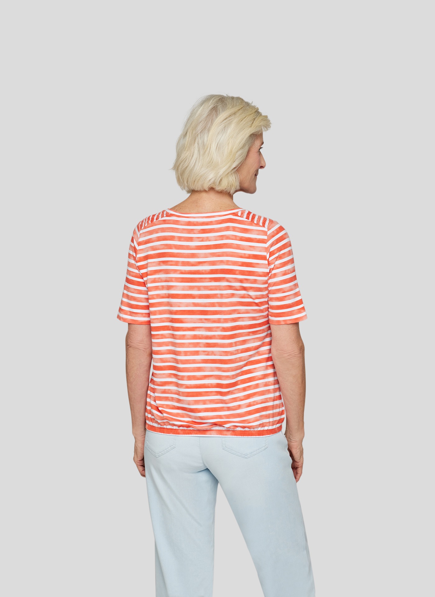 Rabe Rundhalsshirt, im Streifen-Look und mit Nieten-Details günstig online kaufen
