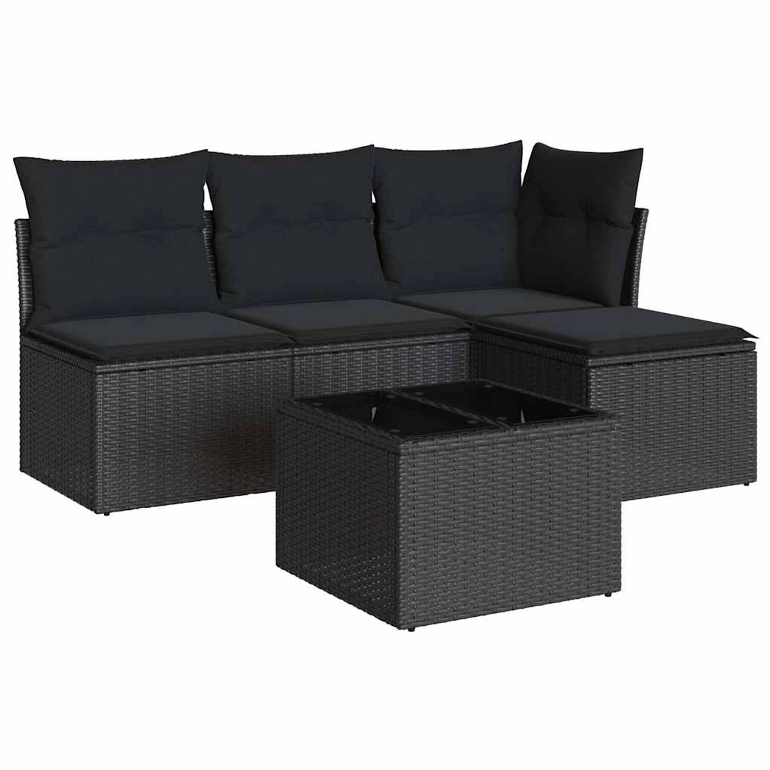 vidaXL 5-Tlg Garten-Sofagarnitur mit Kissen Schwarz Poly Rattan 3249344 günstig online kaufen