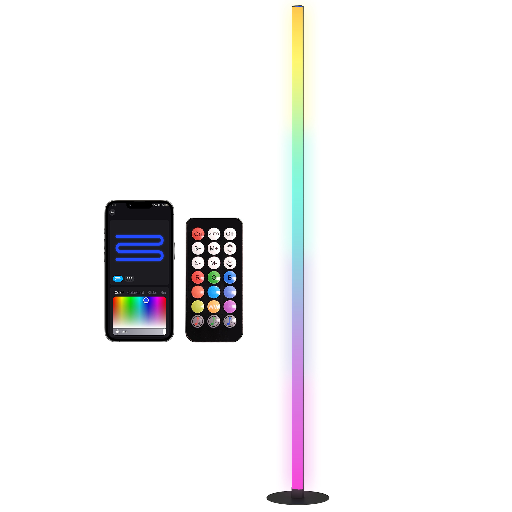 HOMCOM Stehlampe für das Wohnzimmer, LED RGBIC Stehlampe mit APP-Steuerung günstig online kaufen