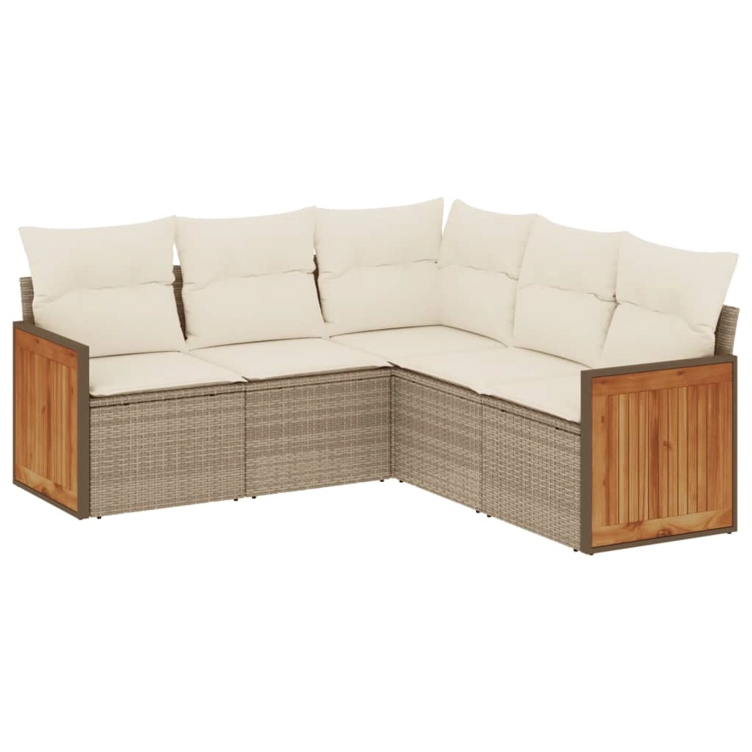 vidaXL 5-Tlg Garten-Sofagarnitur mit Kissen Beige Poly Rattan 3260042 günstig online kaufen