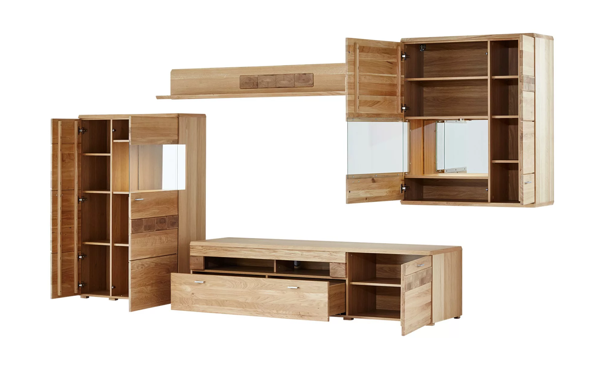 Woodford Wohnwand  Miro ¦ holzfarben ¦ Maße (cm): B: 379 H: 202 T: 51.0 Woh günstig online kaufen