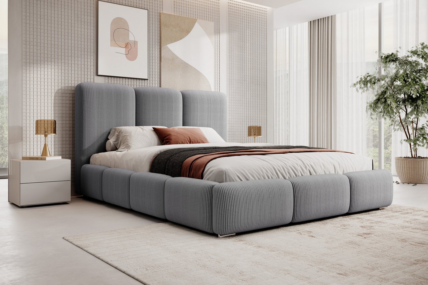 VIVENTE Möbel Polsterbett NIZZA mit großem Bettkasten u. Lattenrost mit 32 günstig online kaufen