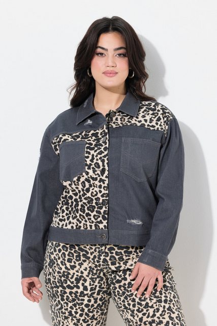 Angel of Style Sommerjacke Jeansjacke oversized Leo-Einsätze Destroys günstig online kaufen