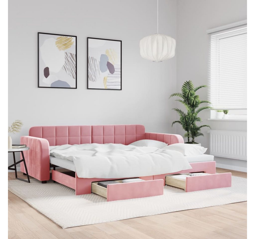 vidaXL Gästebett Gästebett Tagesbett Ausziehbar mit Schubladen Rosa 90x200 günstig online kaufen