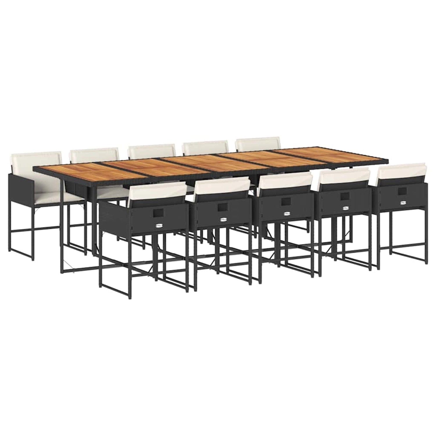 vidaXL 11-Tlg Garten-Essgruppe mit Kissen Schwarz Poly Rattan 3211299 günstig online kaufen