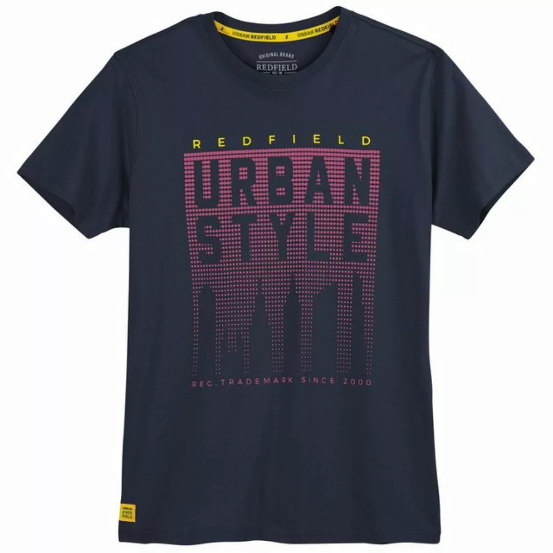 redfield Rundhalsshirt Große Größen Herren T-Shirt dunkelblau Print Urban S günstig online kaufen