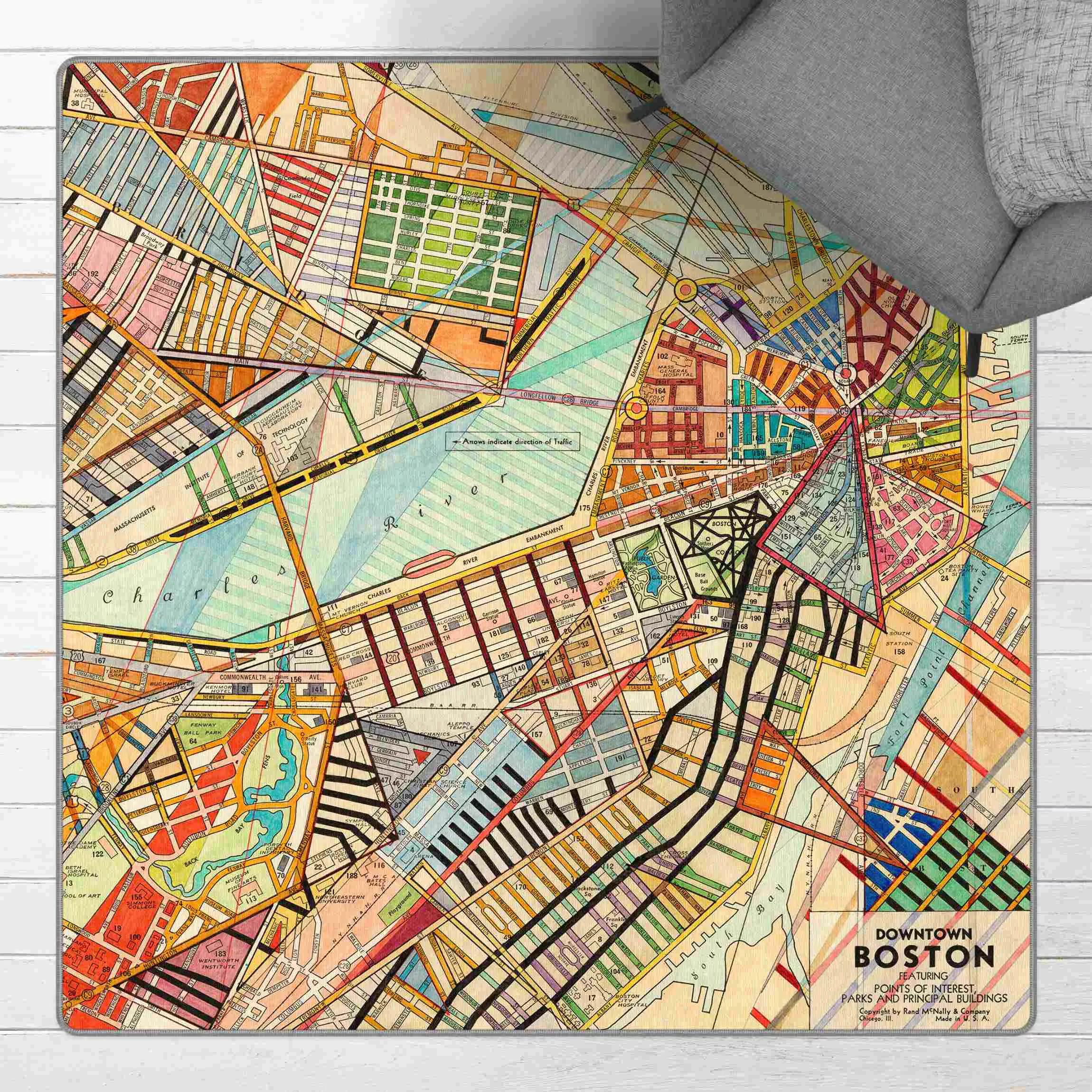 Teppich Moderne Karte von Boston günstig online kaufen
