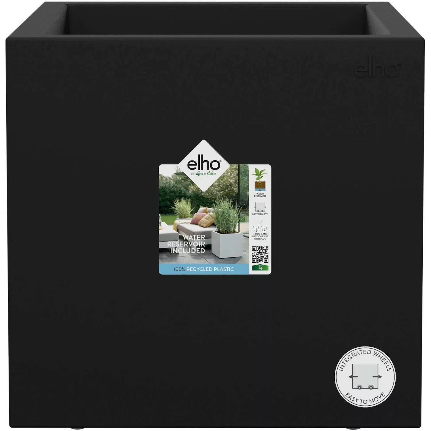 Elho Pflanztopf Vivo Next 30 cm x 30 cm x 30 cm Living Black mit Rollen günstig online kaufen