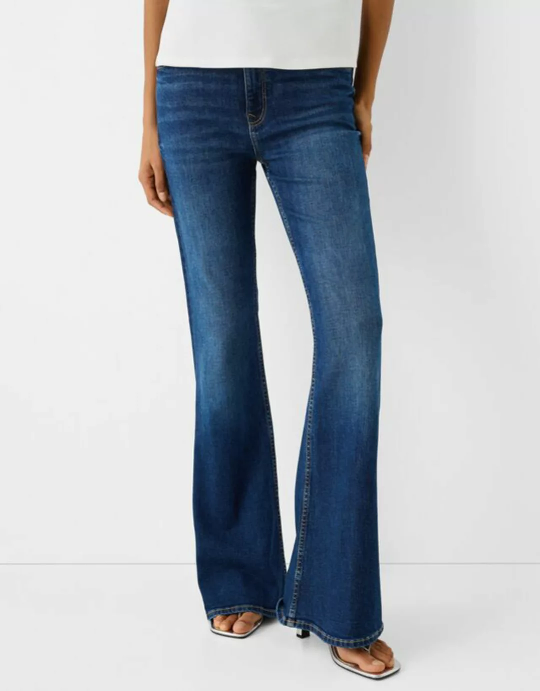 Bershka Jeans-Schlaghose Damen 38 Marinenblau günstig online kaufen