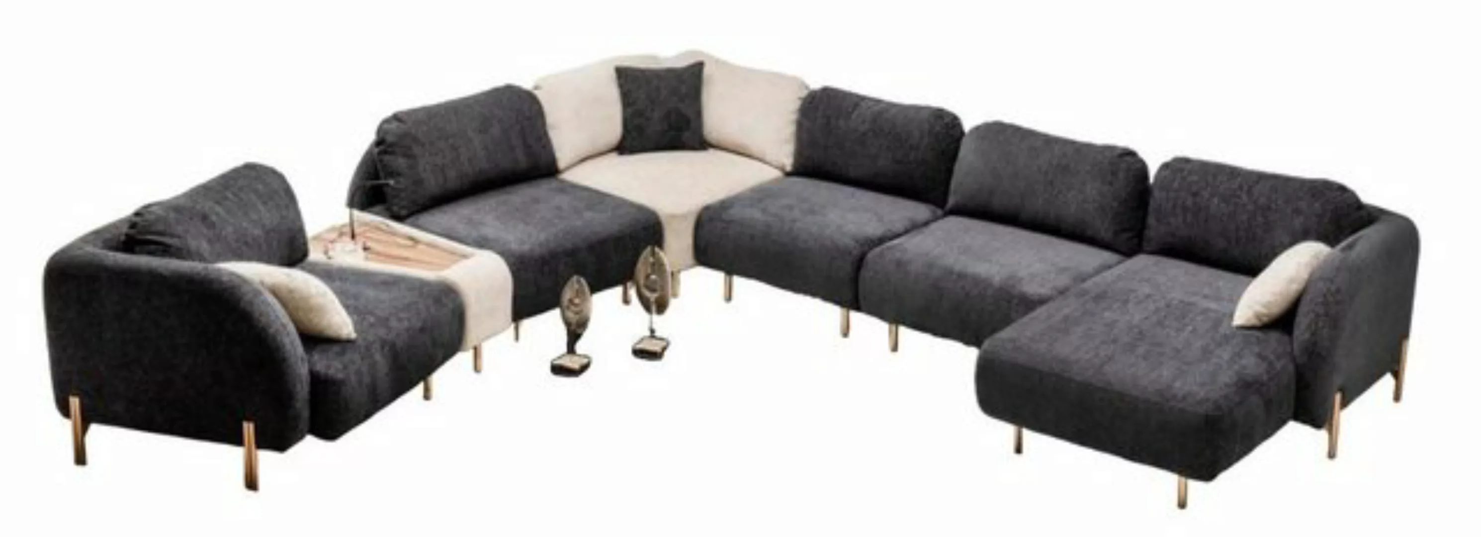 JVmoebel Ecksofa Modulares Sektionssofa Ecksofa U form Counch Grau Ottomane günstig online kaufen