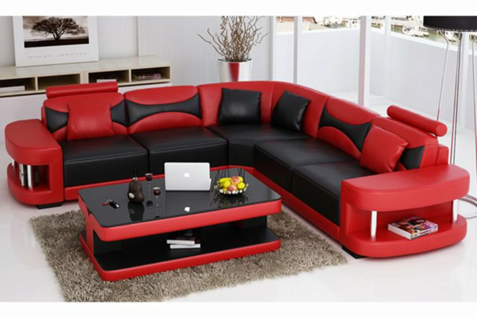 JVmoebel Ecksofa, Design Ecksofa Leder Sofa Couch Polster Eck Sitz Wohnland günstig online kaufen
