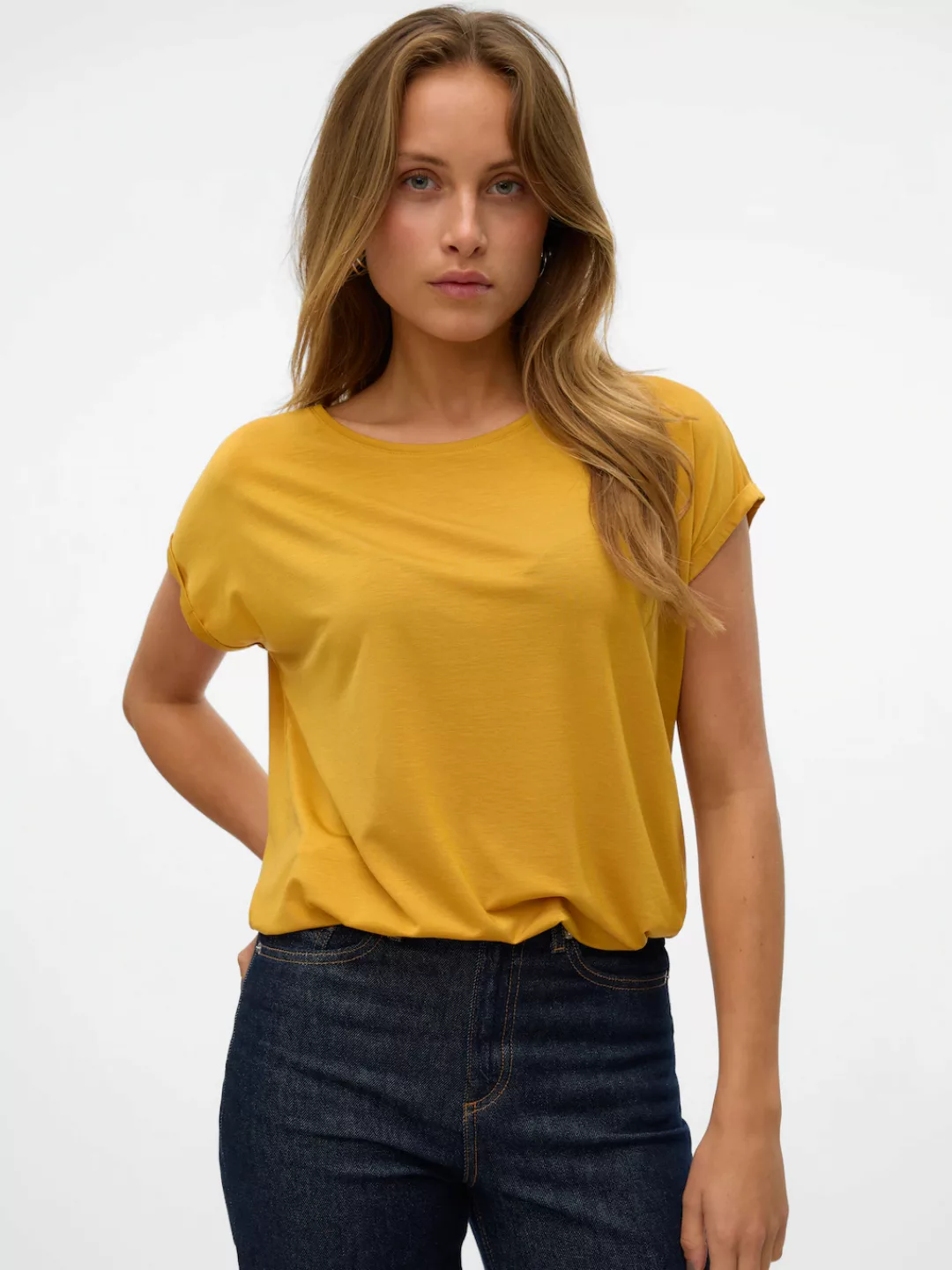 Vero Moda Rundhalsshirt "VMAVA PLAIN SS TOP GAJRS NOOS" günstig online kaufen