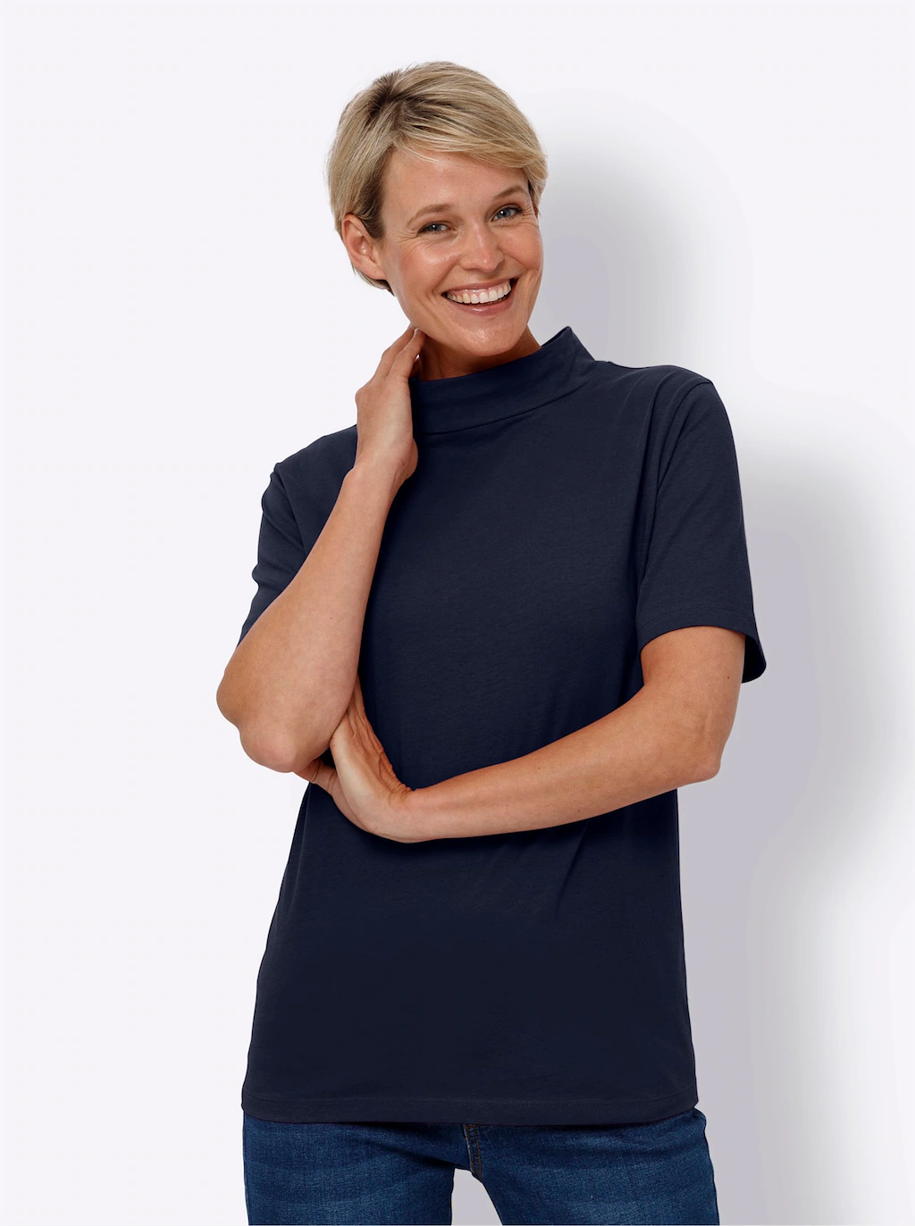 Classic Basics Stehkragenshirt "Kurzarm-Shirt", (1 tlg.) günstig online kaufen