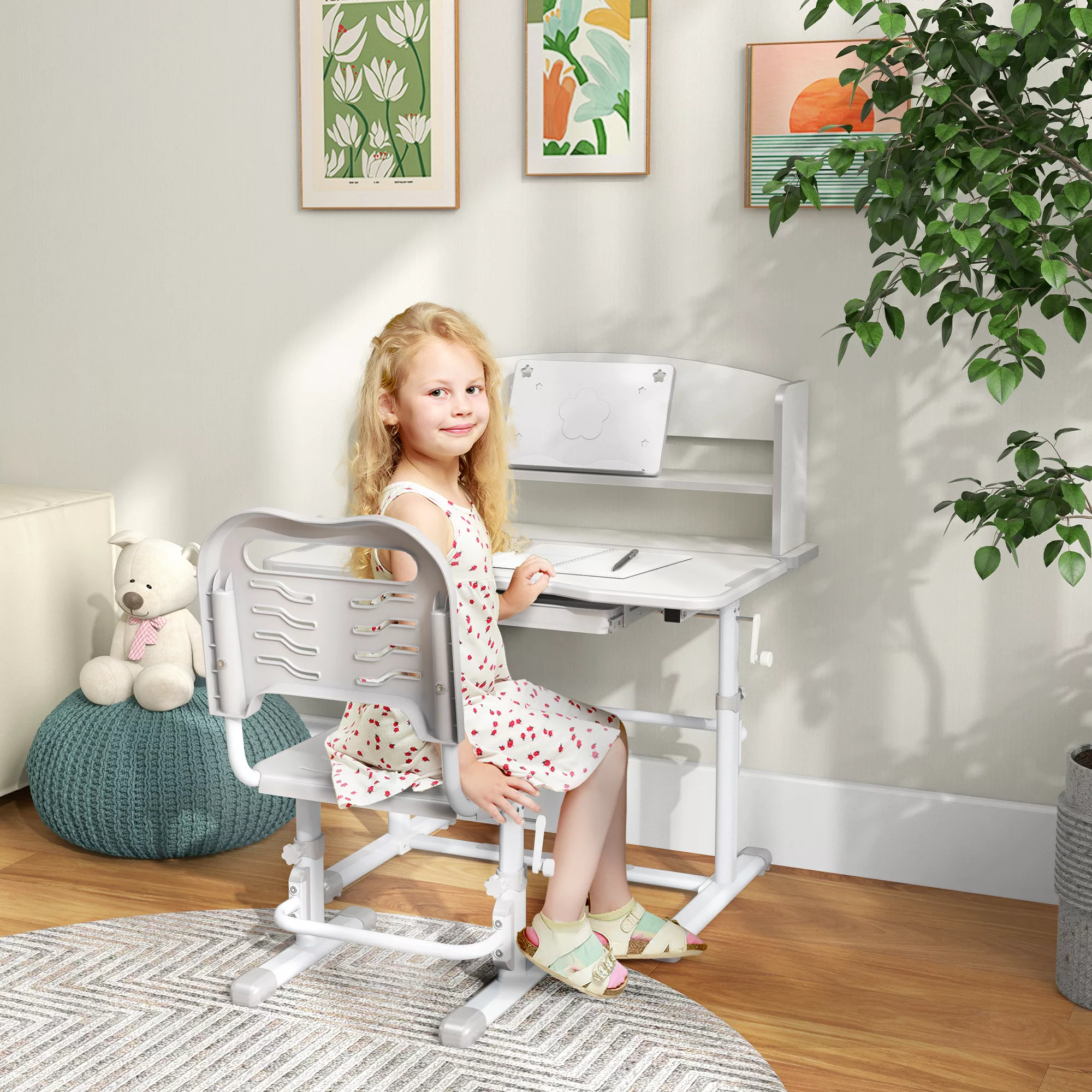 ZONEKIZ Kinder-Schreibtisch mit Stuhl aus Stahl - Kinder-Schreibtisch- und günstig online kaufen