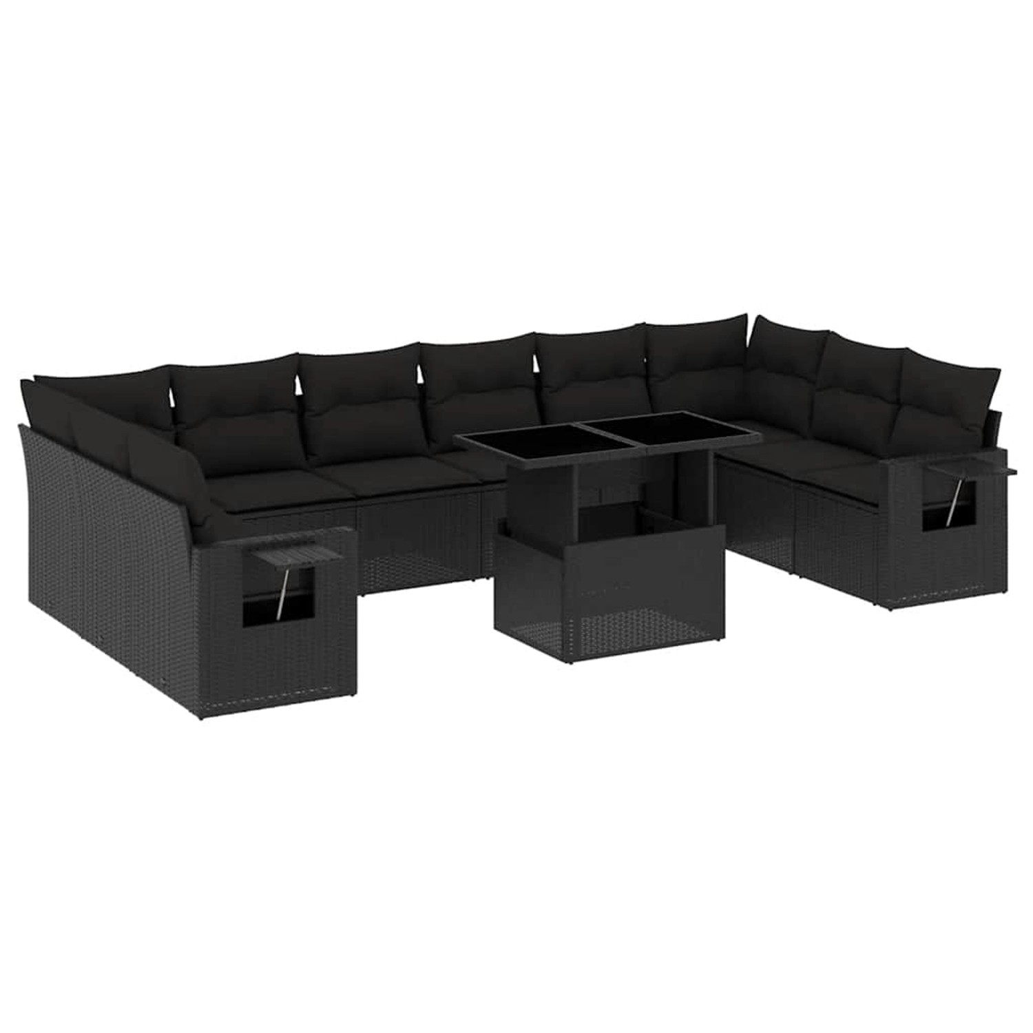 vidaXL 11-Tlg Garten-Sofagarnitur mit Kissen Schwarz Poly Rattan 3268145 günstig online kaufen