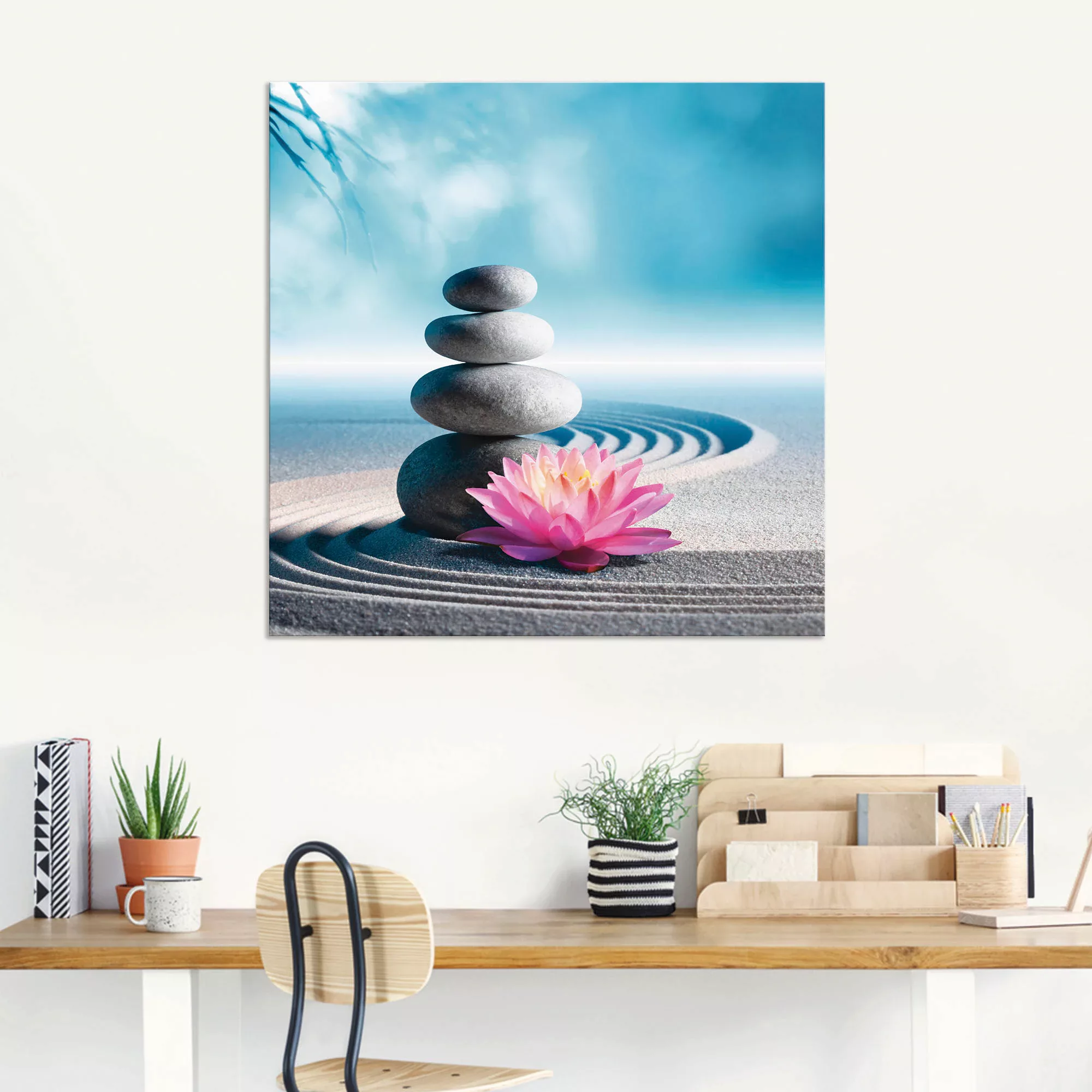 Artland Wandbild "Sand, Lilie und Spa-Steine in Zen-Garten", Zen, (1 St.), günstig online kaufen