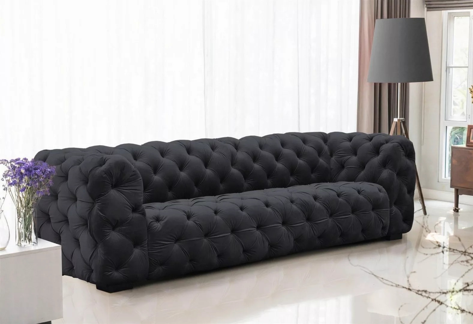 Fun Möbel Sofa Sofa Designer-Sofa NATALIE 4-Sitzer in Stoff, 1 Teile, Rundu günstig online kaufen
