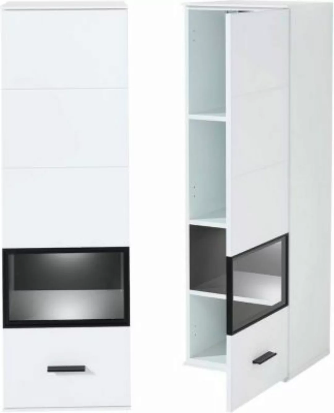 Lomadox Hängevitrine Wohnzimmer inkl. LED-Beleuchtung MADEIRA-36 in weiß su günstig online kaufen