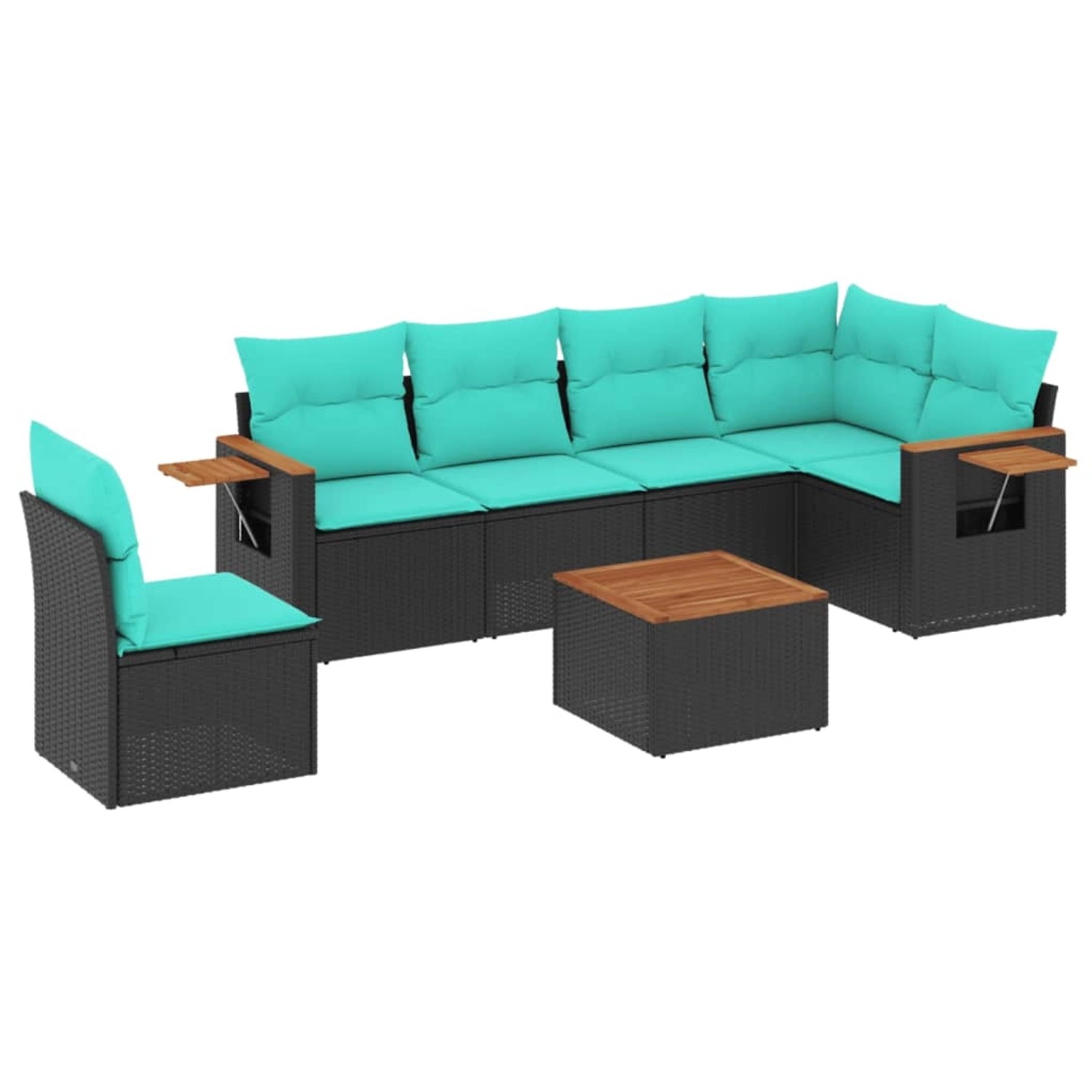 vidaXL 7-Tlg Garten-Sofagarnitur mit Kissen Schwarz Poly Rattan 3226862 günstig online kaufen