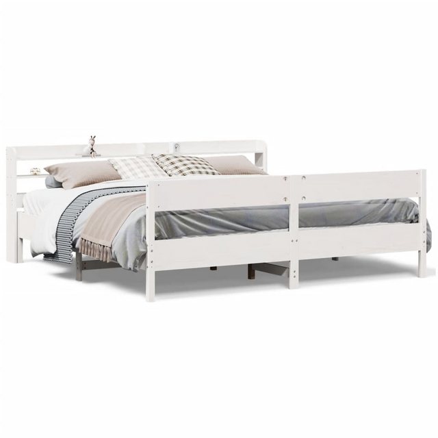 vidaXL Bett, Massivholzbett ohne Matratze Weiß 180x200 cm Kiefernholz günstig online kaufen