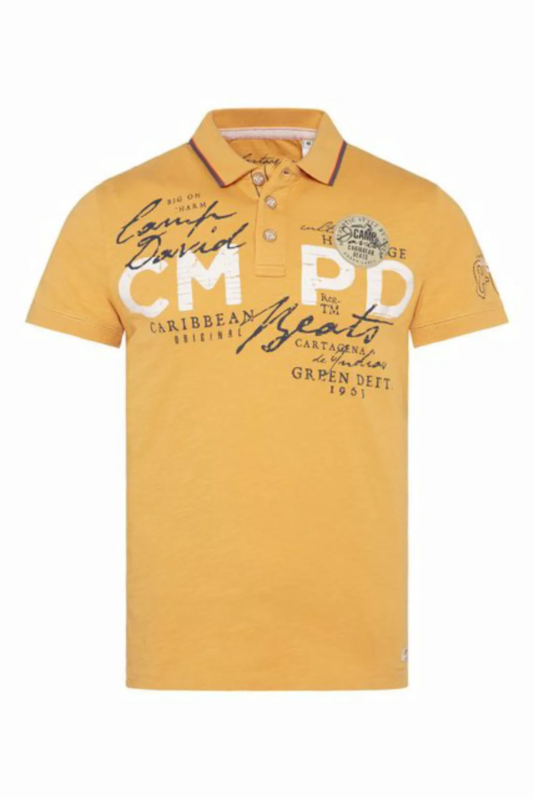 CAMP DAVID Poloshirt mit Front- und Backprint günstig online kaufen