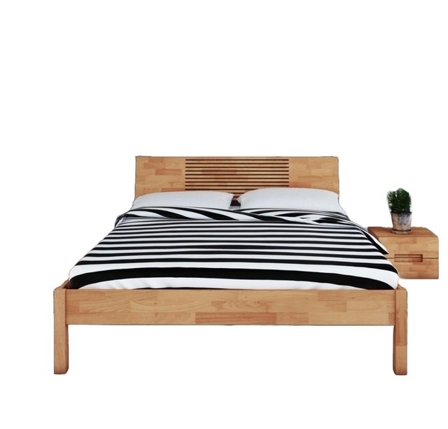 Natur24 Einzelbett Bett Bento 6 Kernbuche massiv 120x200 mit Holzkopfteil u günstig online kaufen