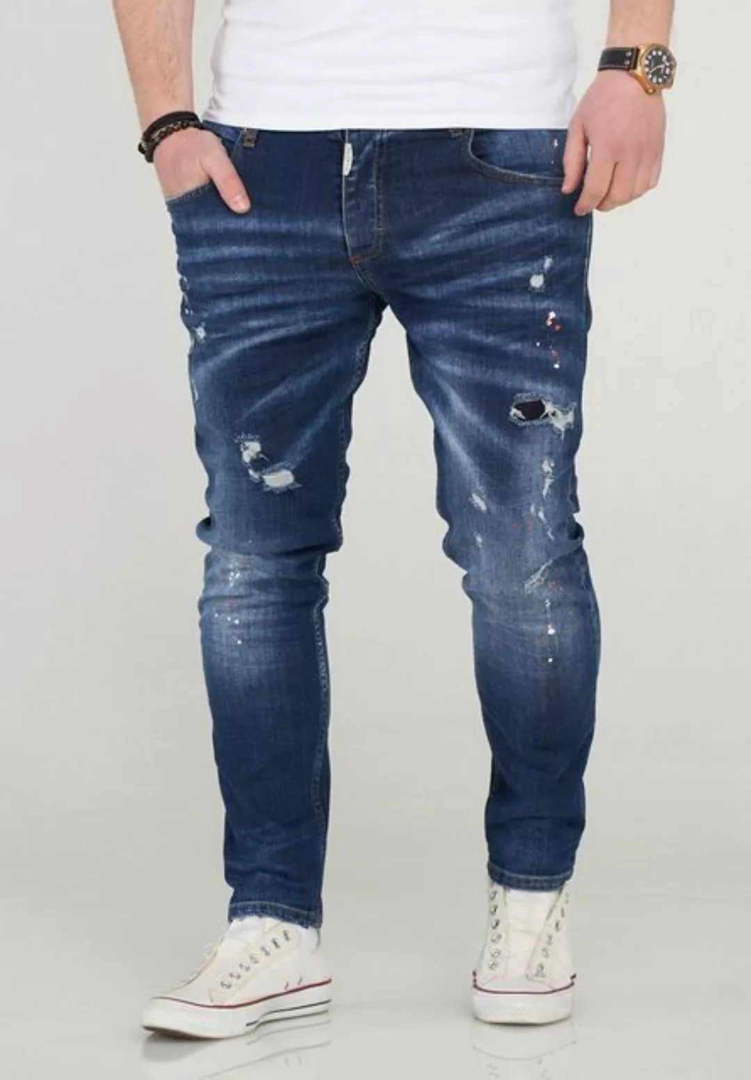 behype Slim-fit-Jeans ELEAN mit lässigen Used-Elementen günstig online kaufen