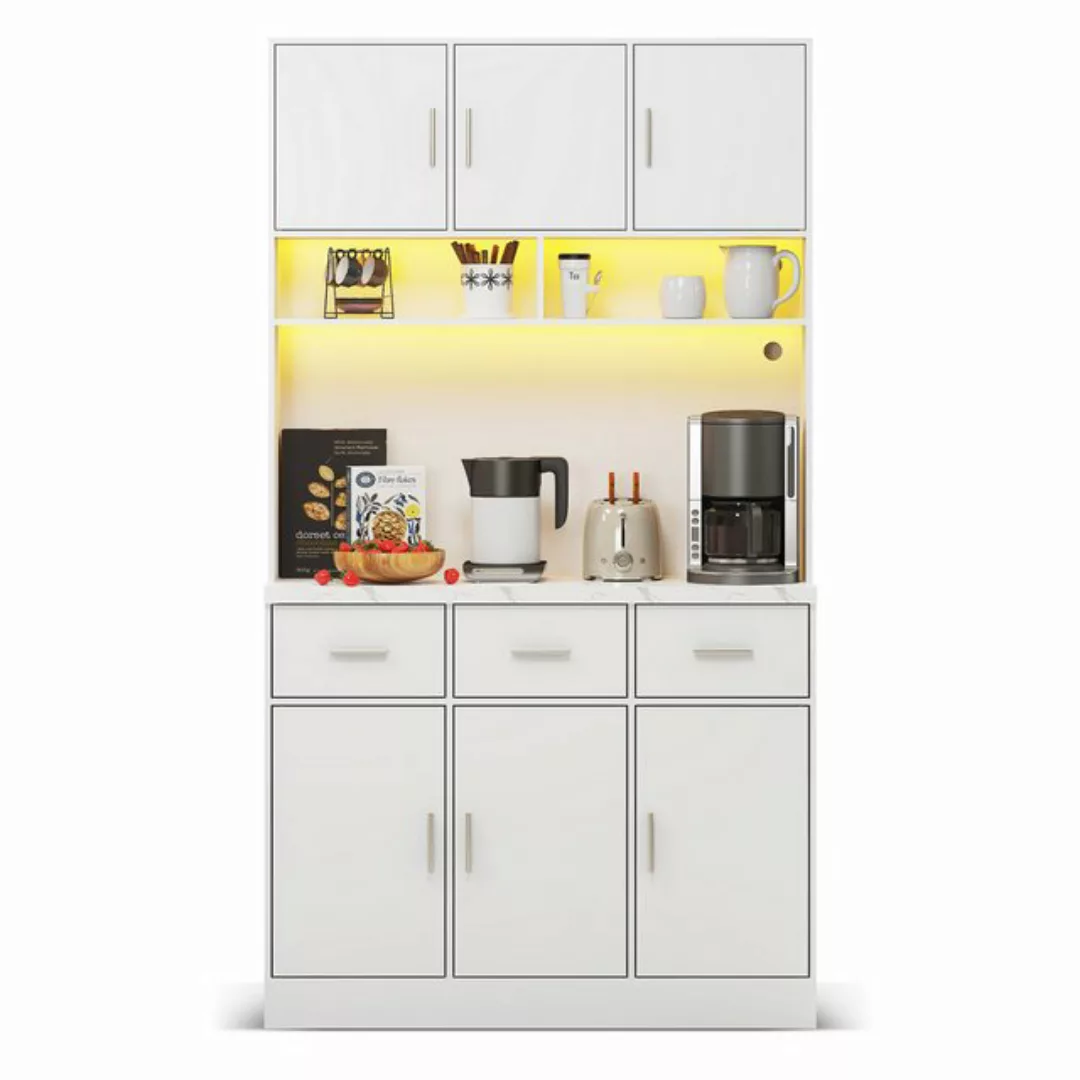 Ulife Küchenbuffet Multifunktionales Buffet Hochschrank Vitrinenschrank Buf günstig online kaufen