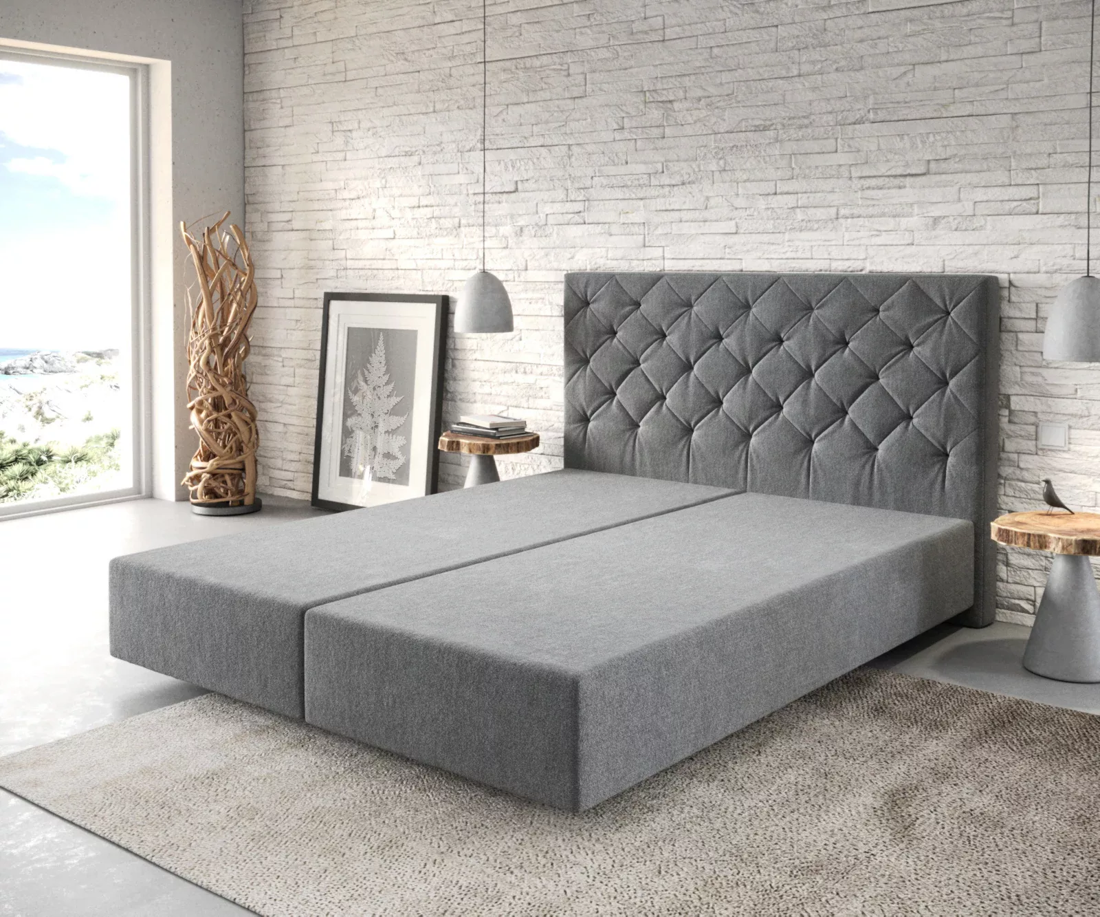 DELIFE Boxspringbett Dream-Great, Mikrofaser Anthrazit 160x200 cm günstig online kaufen