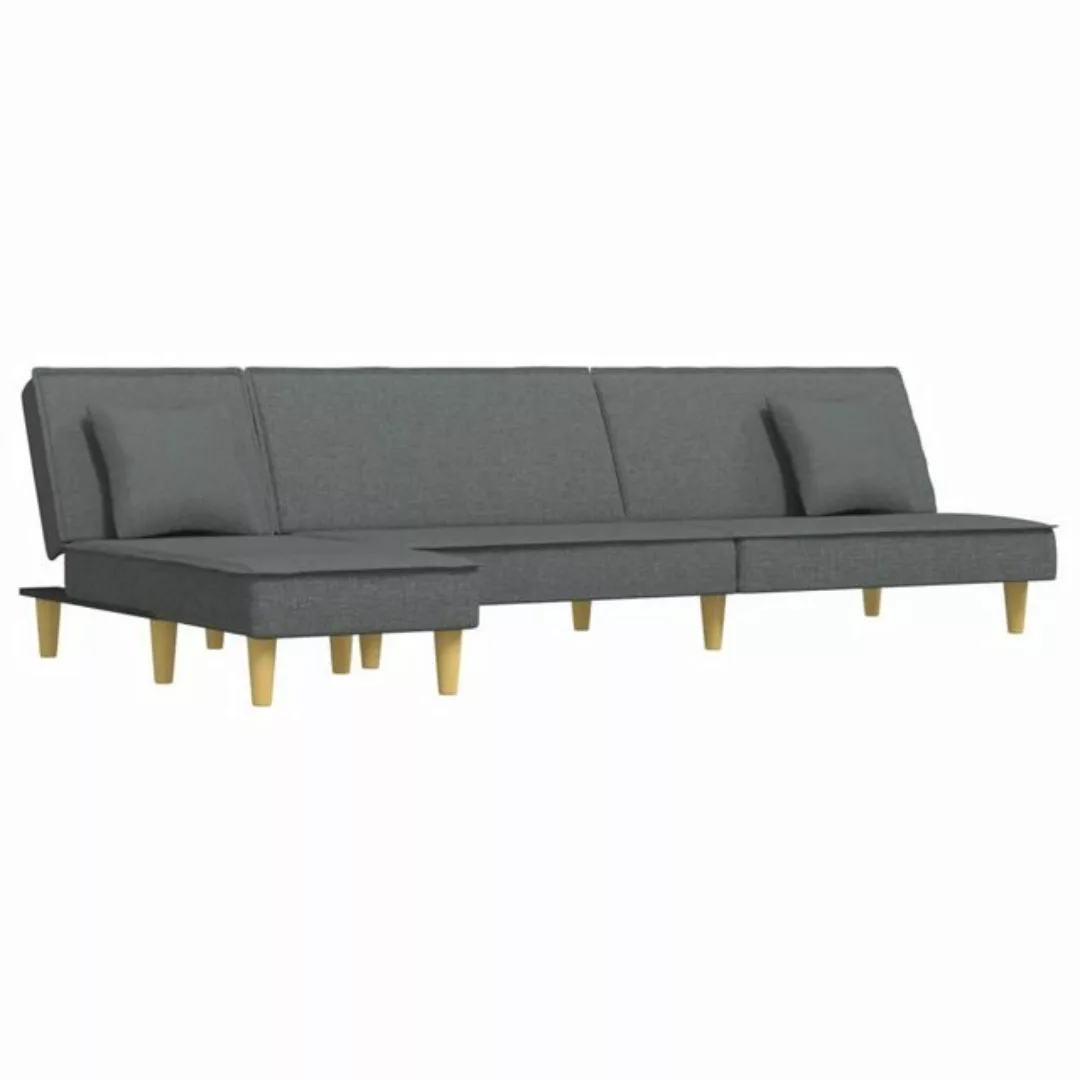 vidaXL Sofa Schlafsofa in L-Form Dunkelgrau 255x140x70 cm Stoff Chaiselongu günstig online kaufen