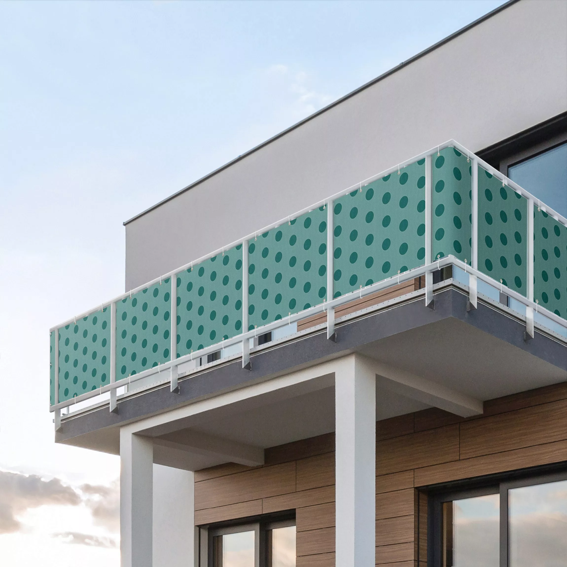 Balkon Sichtschutz Punkte in Piniengrün günstig online kaufen