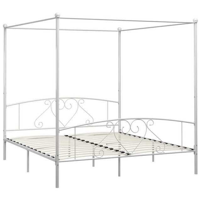 furnicato Bettgestell Himmelbett-Gestell Weiß Metall 200 x 200 cm (1-tlg) günstig online kaufen