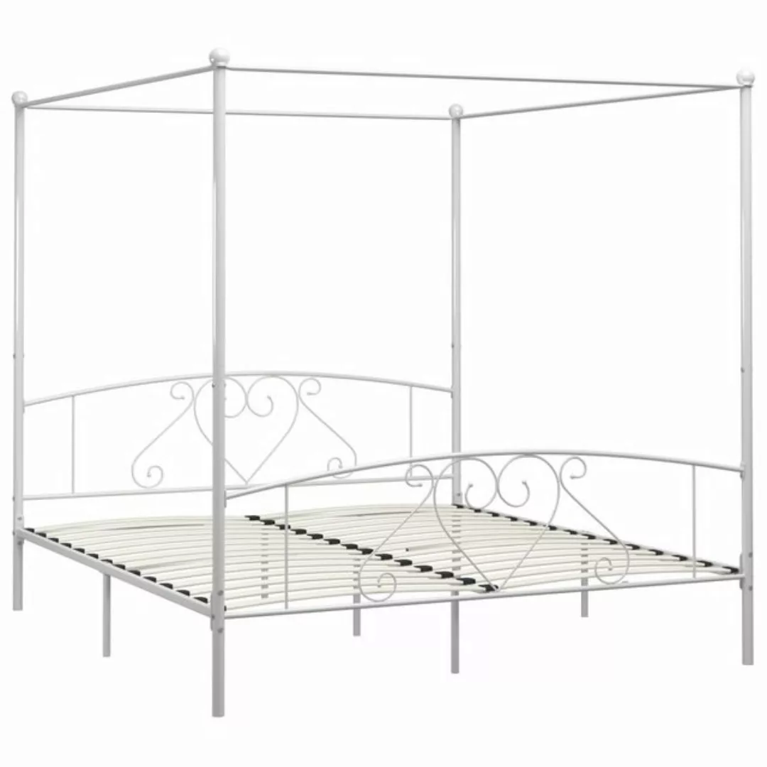 furnicato Bettgestell Himmelbett-Gestell Weiß Metall 200 x 200 cm (1-tlg) günstig online kaufen