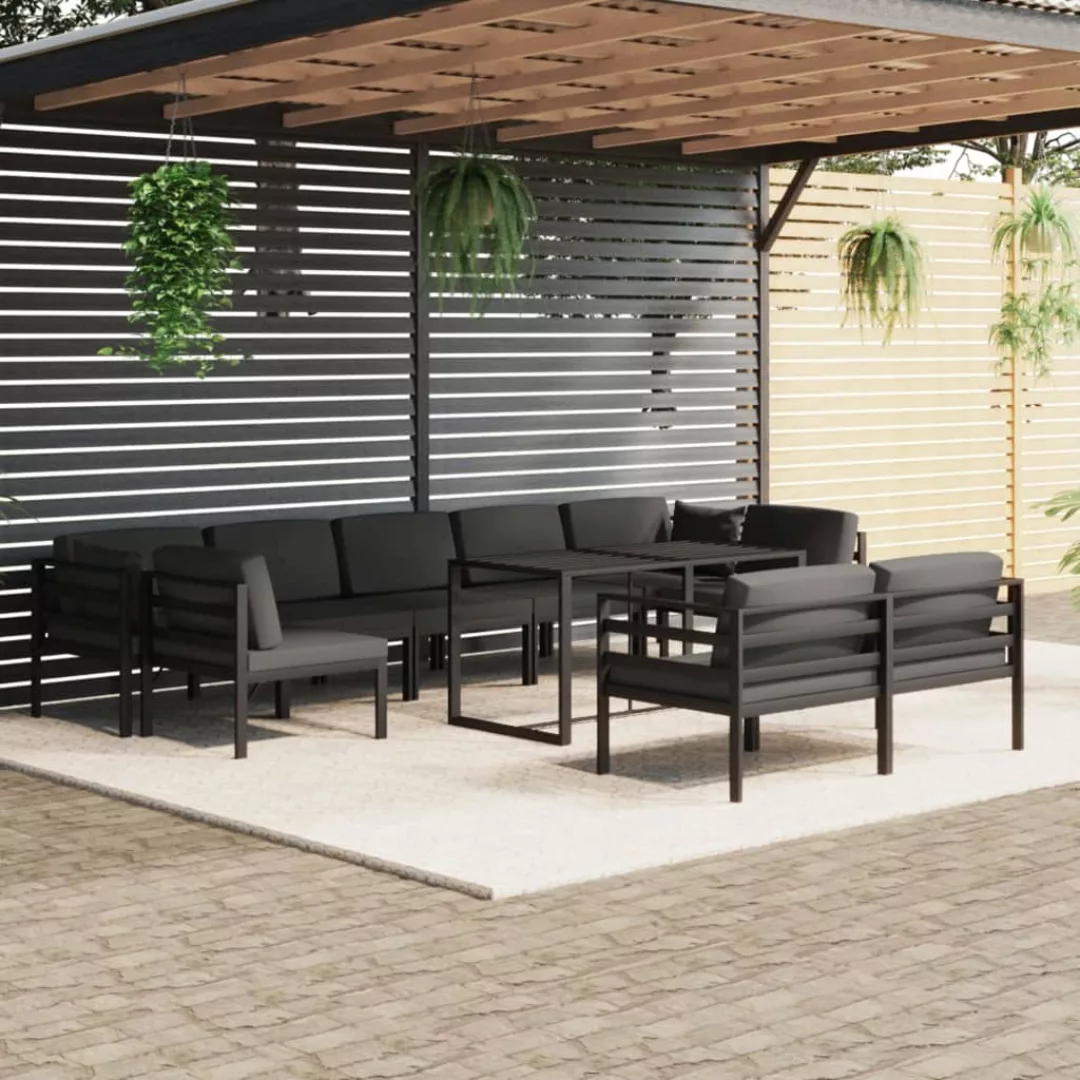 Vidaxl 10-tlg. Garten-lounge-set Mit Kissen Aluminium Anthrazit günstig online kaufen