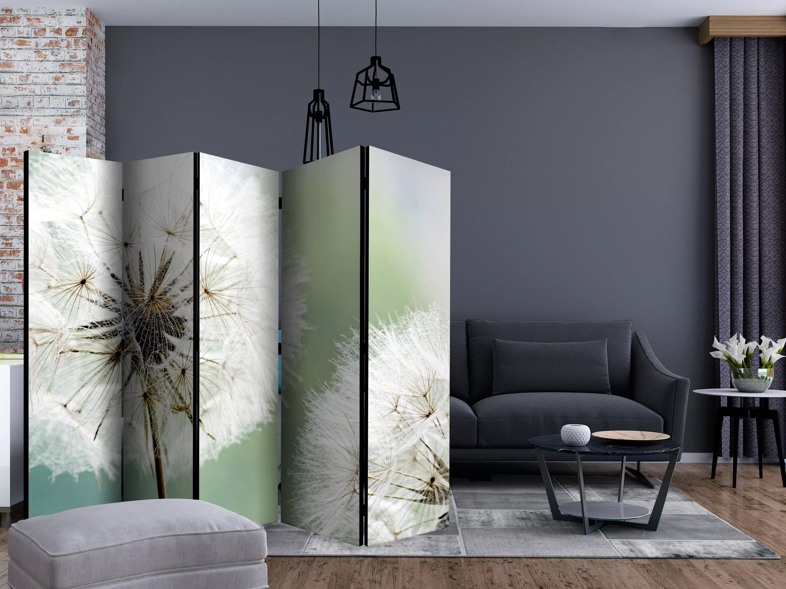 5-teiliges Paravent - Two Dandelions Ii [room Dividers] günstig online kaufen