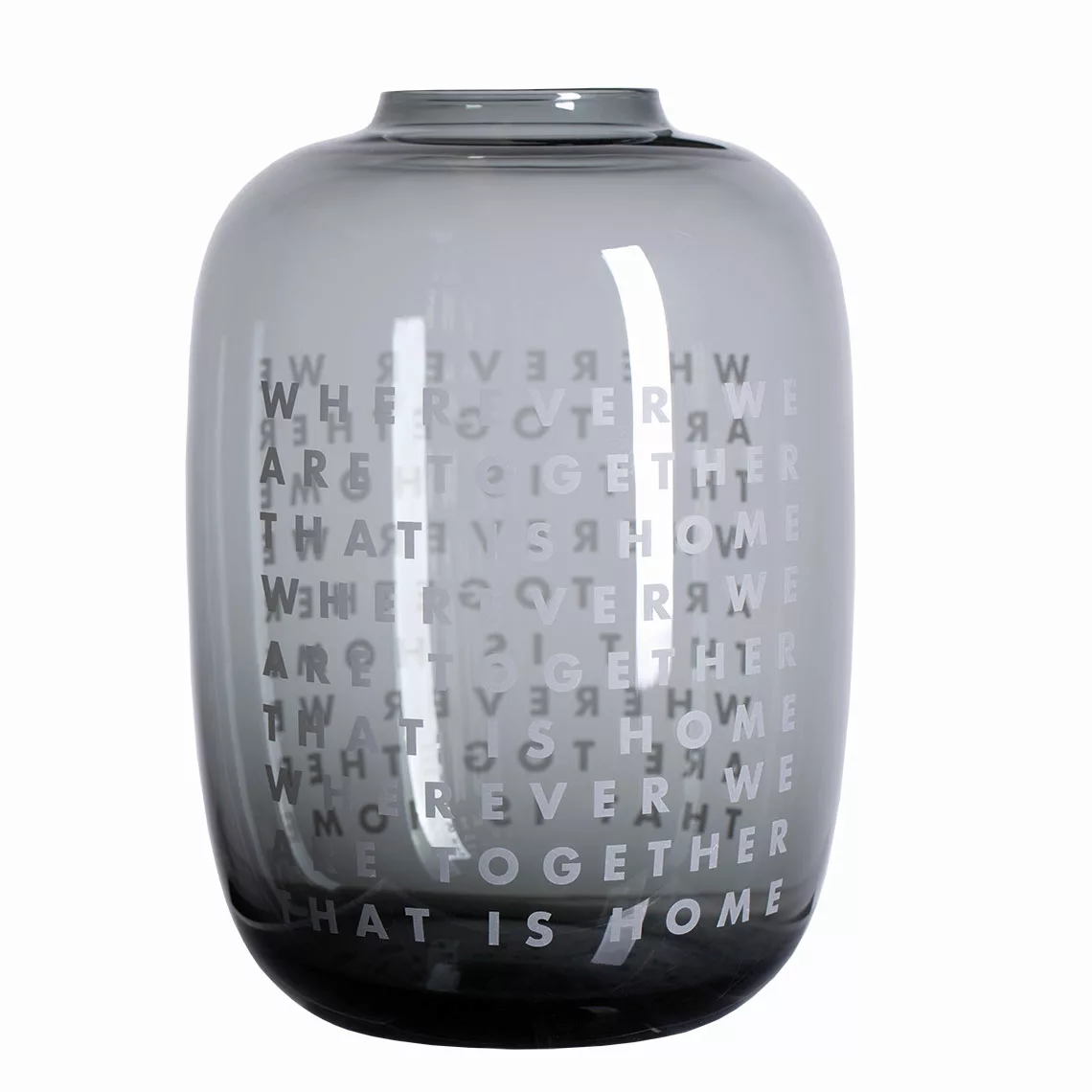 Glasvase "wherever we are" Höhe 27cm Ø19,5, grau günstig online kaufen