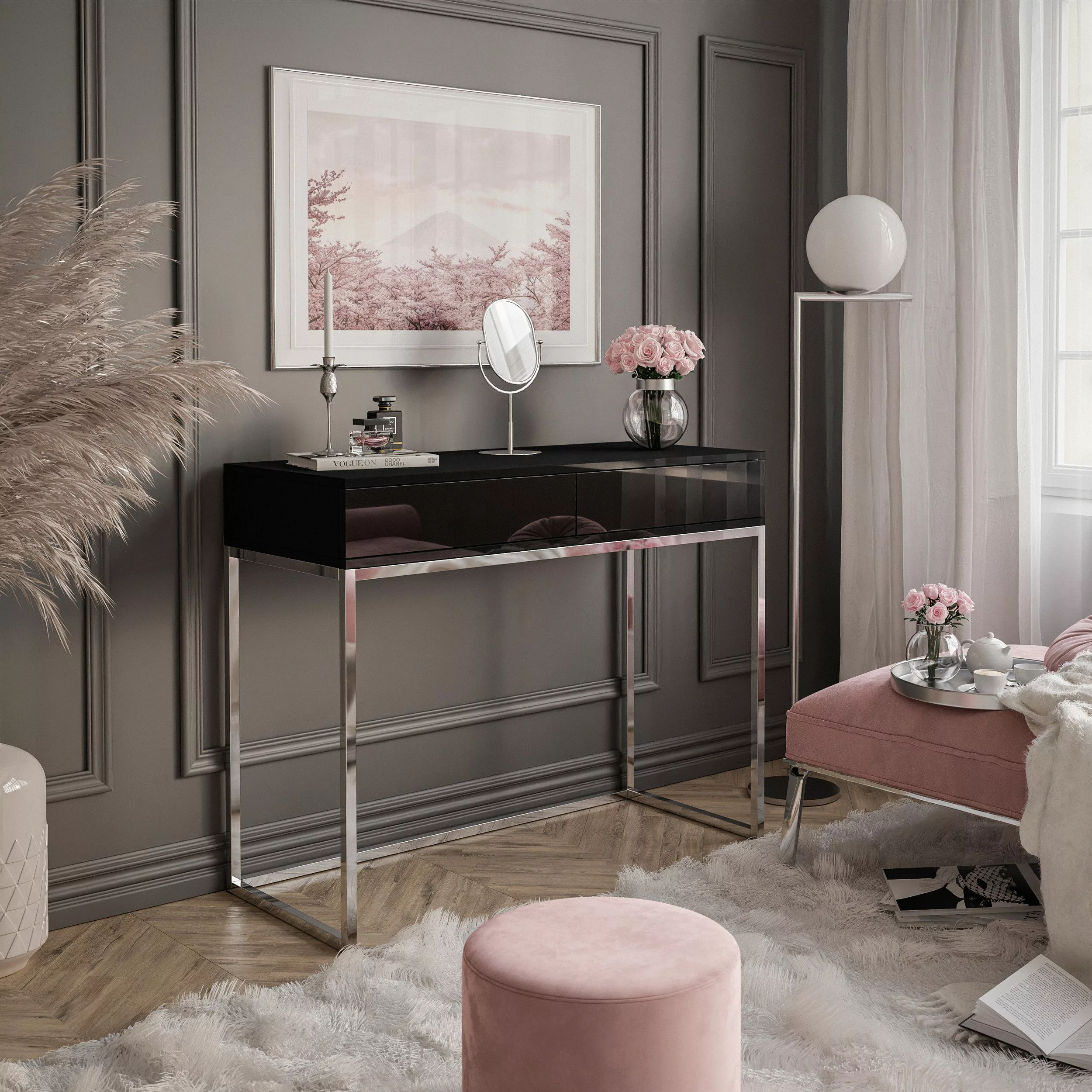 Lookway Konsolentisch BLANCO GLAMOUR auf verchromtem günstig online kaufen