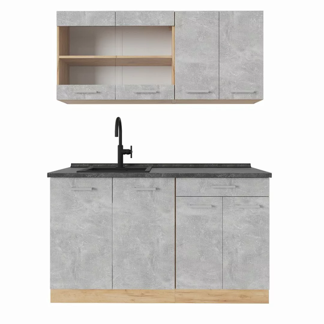 Vicco Küchenzeile R-Line, Beton/Goldkraft Eiche, 140 günstig online kaufen