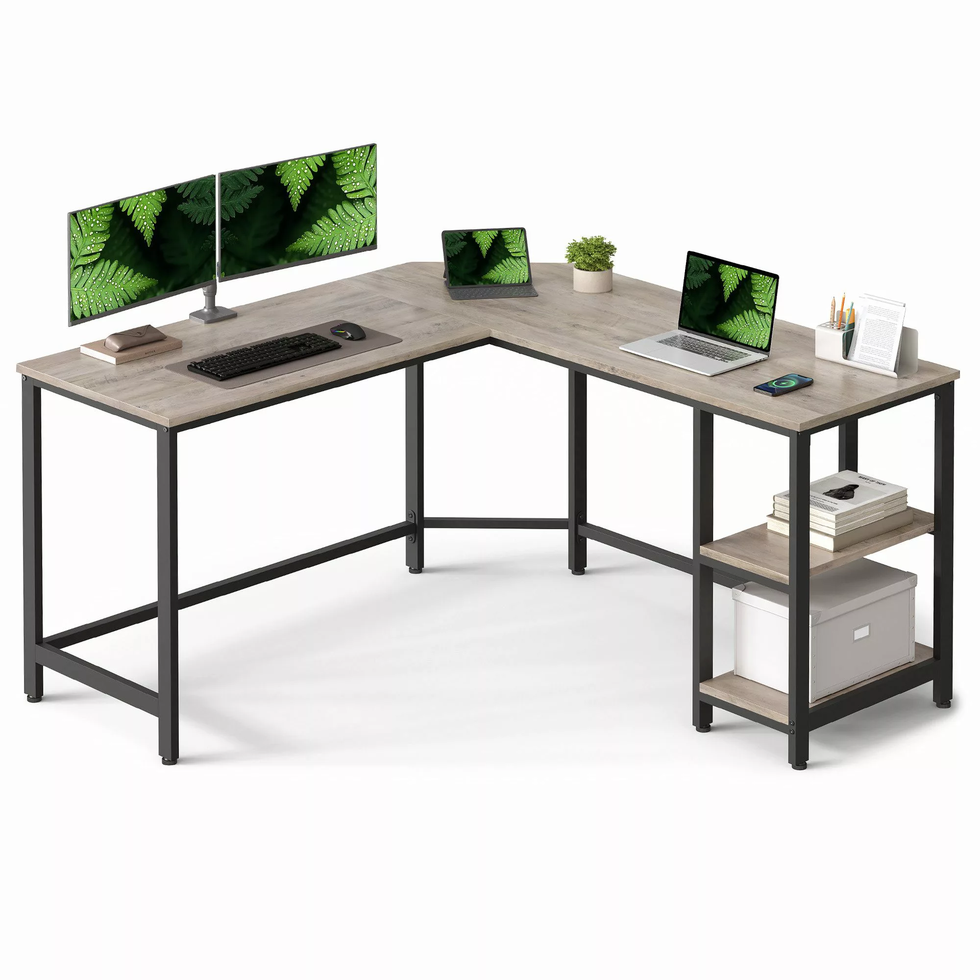 VASAGLE Schreibtisch Computertisch, 130/138 cm, L-förm günstig online kaufen