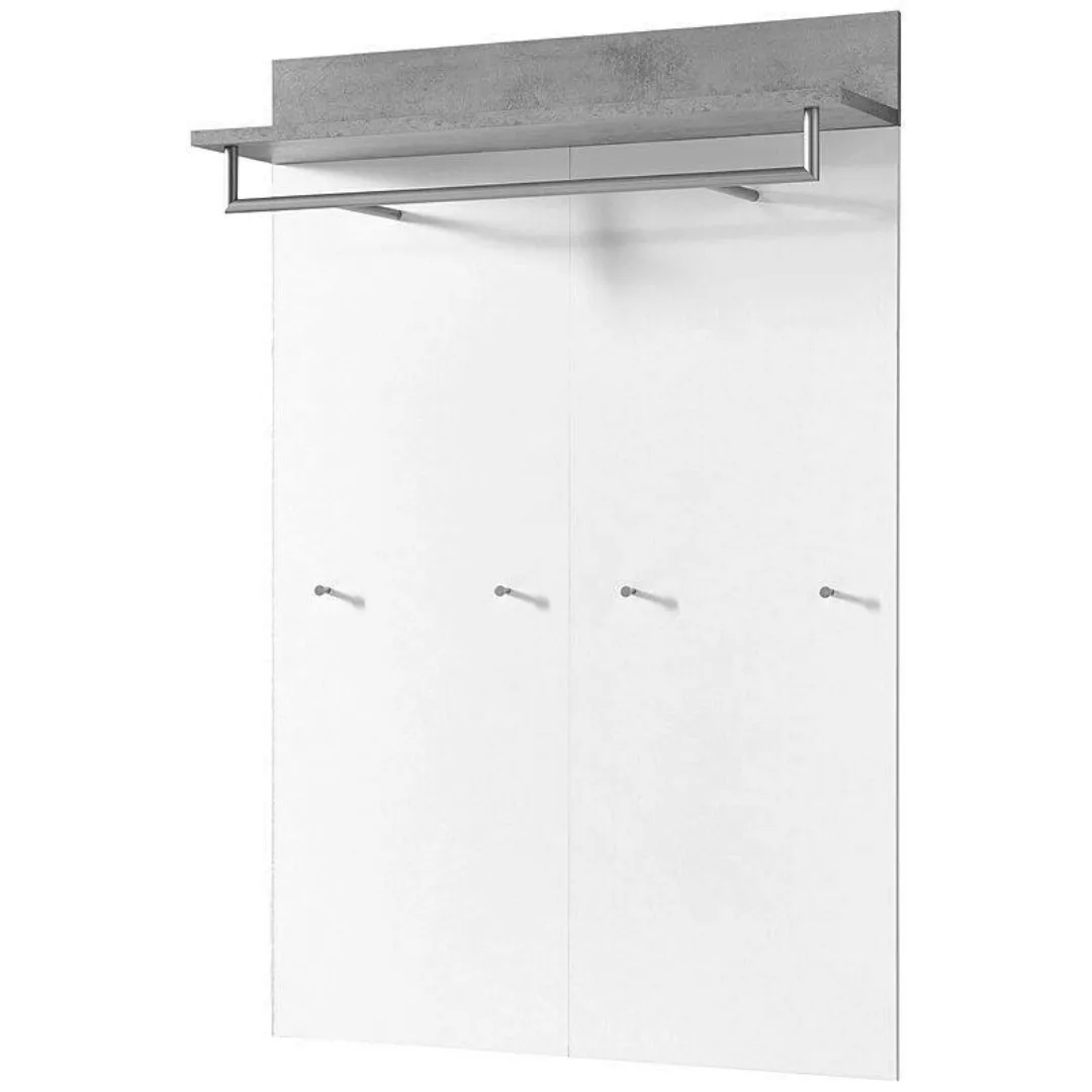 Lomadox Garderobenpaneel DAKOTA-01, weiß, Beton-Optik, 96 x 147 x 29cm günstig online kaufen