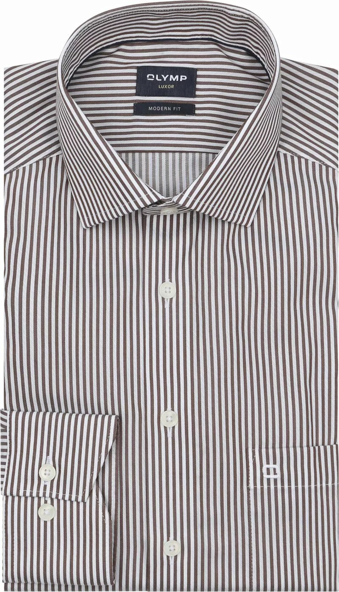 OLYMP Luxor Hemd Streifen Braun - Größe 46 günstig online kaufen