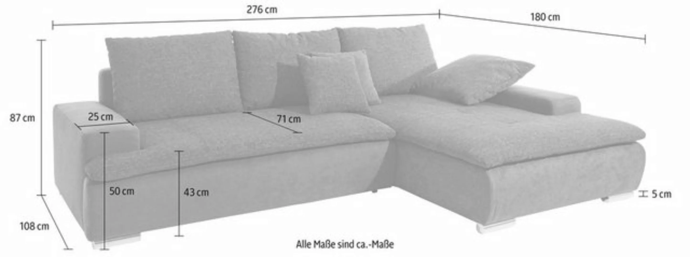 Mr. Couch Ecksofa Haiti L-Form, wahlweise mit Kaltschaum (140kg Belastung/S günstig online kaufen