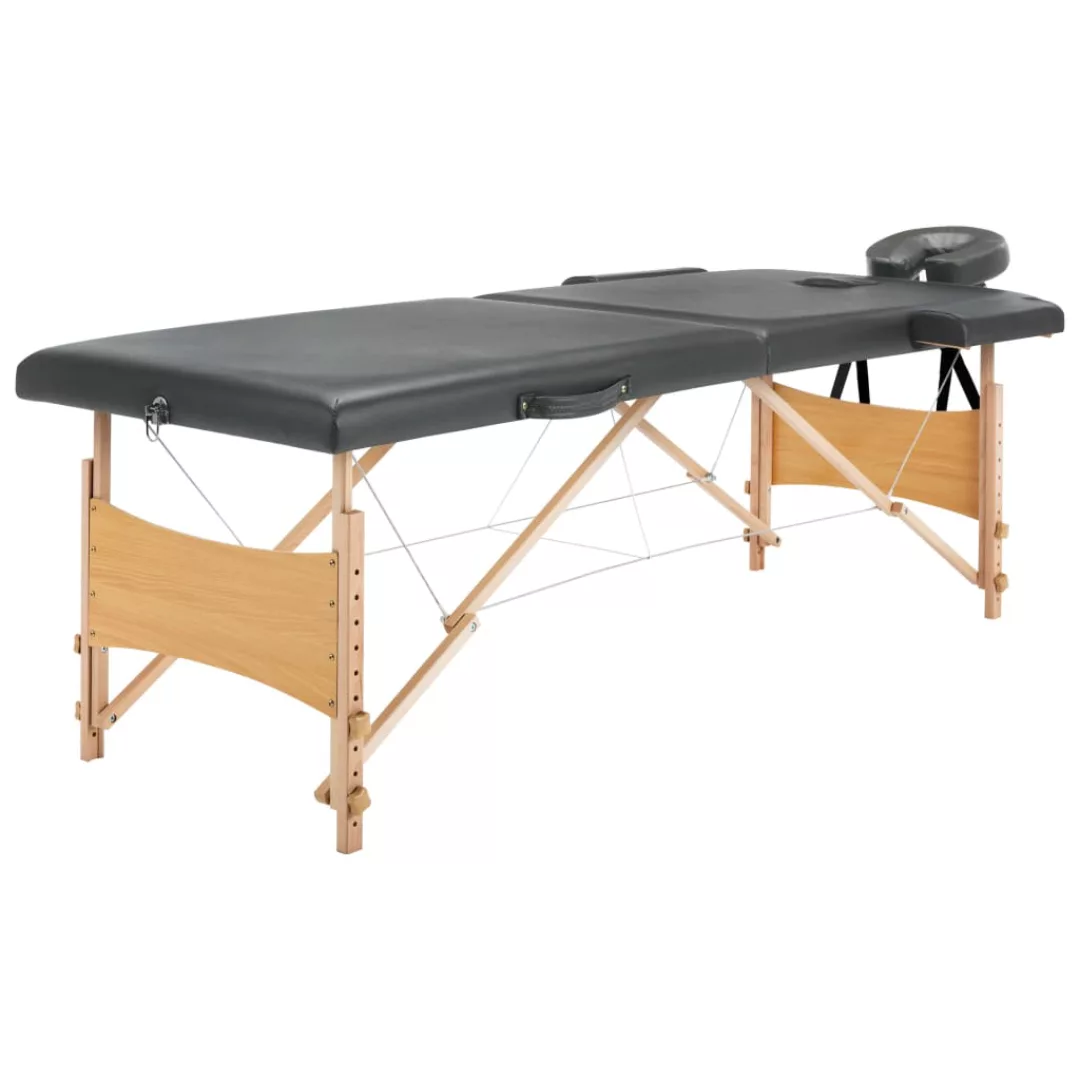 Massagetisch Mit 2 Zonen Holzrahmen Anthrazit 186×68 Cm günstig online kaufen