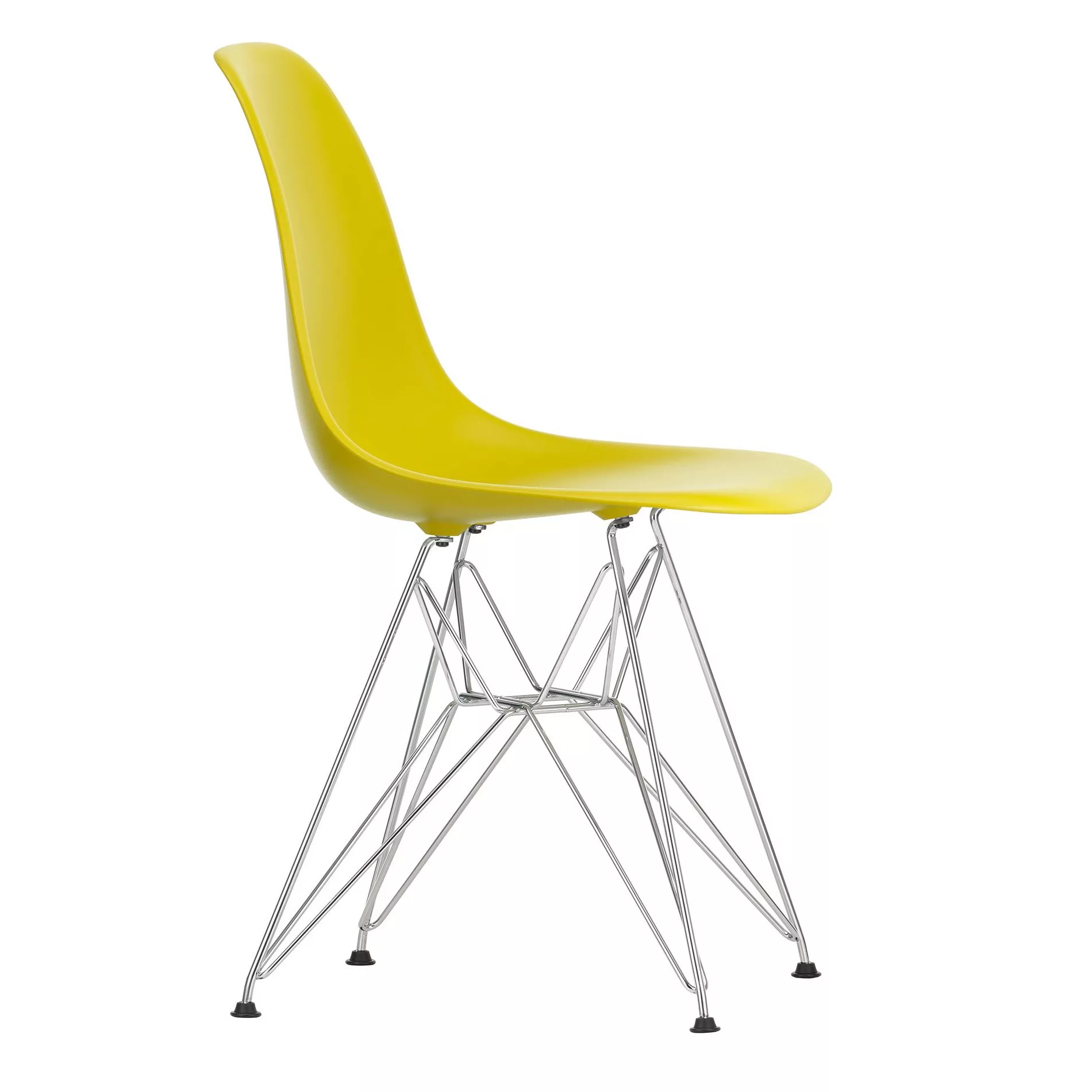 Vitra - Eames Plastic Side Chair DSR Gestell verchromt - senfgelb/Sitzfläch günstig online kaufen